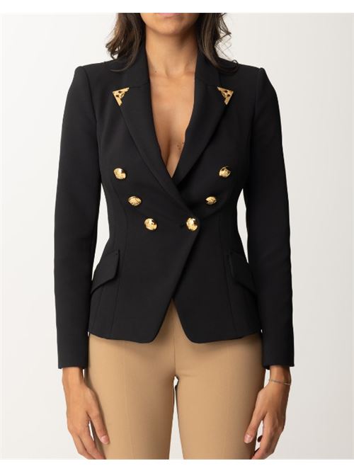 Double-breasted jacket in stretch crêpe with tips ELISABETTA FRANCHI | GI09546E2.110